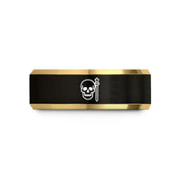 boss appreciation present idea – black & gold tungsten skull scepter wedding band