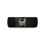 personalized ring for men – black & rose gold tungsten skull scepter wedding band