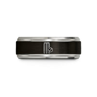 unique presents for girls – black & blue & grey tungsten cricket wickets ball wedding band