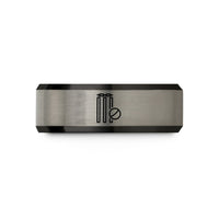special presents for women – black & blue & silver tungsten cricket wickets ball wedding band