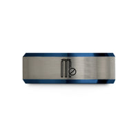 birthday presents for her – black & blue & silver tungsten cricket wickets ball wedding band