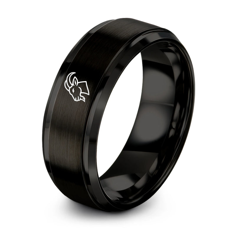 Billy Goat – Tungsten Wedding Band, 8 mm, Black Comfort-Fit Unisex