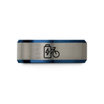 presents for working moms – blue & grey tungsten e bike icon wedding band