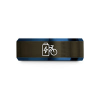 unique presents for moms – gunmetal & blue tungsten e bike icon wedding band
