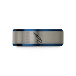 unique presents for her – blue & silver tungsten soldering iron wedding band