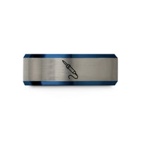 unique presents for her – blue & silver tungsten soldering iron wedding band