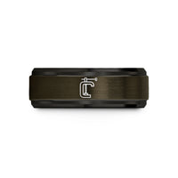 best presents for cyclists – gunmetal & black tungsten clamp wedding band