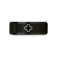 best presents for bike lovers – black tungsten first aid cross wedding band