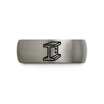 unique cycling accessories – black & gray tungsten i beam rivets wedding band