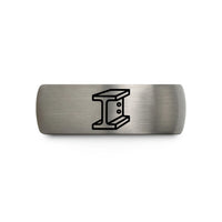 unique cycling accessories – black & gray tungsten i beam rivets wedding band