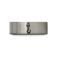 unique presents for couples – blue & grey tungsten dropper loop hook wedding band