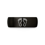 special presents for parents – black & gold tungsten lakshmi footprints wedding band
