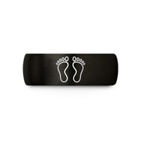 special presents for parents – black & gold tungsten lakshmi footprints wedding band
