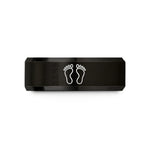 special presents for parents – black tungsten lakshmi footprints wedding band