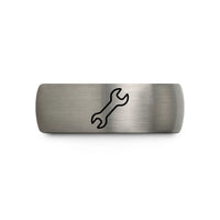 special presents for couples – black & silver tungsten wrench spanner wedding band