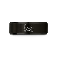 personalized bands for him – black tungsten stretching cat wedding band