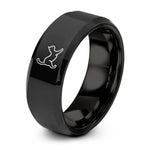 engraved rings for men – black tungsten stretching cat ring