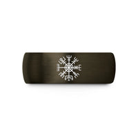 tungsten rings for men – gunmetal & black tungsten vegvisir nordic compass wedding band
