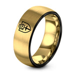 Gifts for Dad Christmas from Daughter – black & gold tungsten cross helmet shield ring