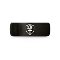 personalized dad presents – black tungsten cross helmet shield wedding band