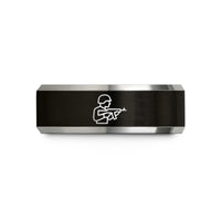 tungsten rings for men – black & silver tungsten soldier rifle wedding band