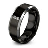 Barber Pole – Tungsten Wedding Band, 8 mm, Gray, Black Comfort-Fit Men