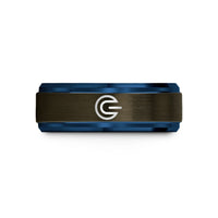 unique presents for him – gunmetal & blue tungsten speed light wedding band