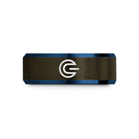 unique presents for him – gunmetal & blue tungsten speed light wedding band