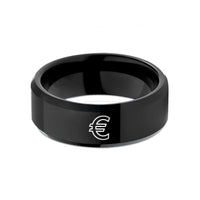 personalized presents for dad – black tungsten euro symbol wedding band