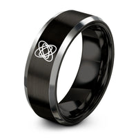 engraved rings for men – black & gray tungsten lissajous figure ring