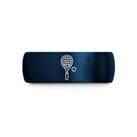 engraved rings for men – blue tungsten squash racquet ball wedding band