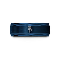 engraved rings for men – blue tungsten squash racquet ball wedding band