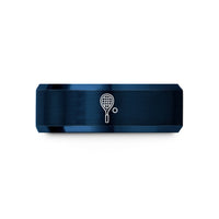 engraved rings for men – blue tungsten squash racquet ball wedding band