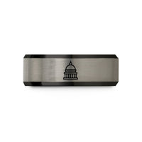 unique presents for dad – black & gray tungsten capitol dome wedding band