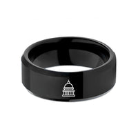 tungsten rings for men – black tungsten capitol dome wedding band
