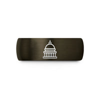 unique presents for dad – gunmetal & black tungsten capitol dome wedding band