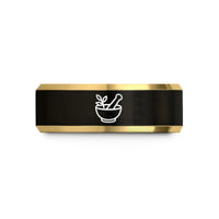unique presents for fathers – black & gold tungsten herbal mortar pestle wedding band