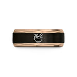 personalized presents for dad – black & rose gold tungsten herbal mortar pestle wedding band