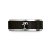 personalized presents for dad – black & gray tungsten palm tree wedding band