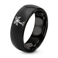 Gifts for Dad from Son – black tungsten palm tree ring
