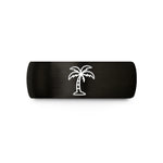engraved rings for him – black tungsten palm tree wedding band