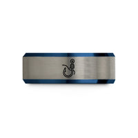 father son present ideas – black & blue & grey tungsten uni knot wedding band