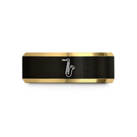 father son present ideas – black & gold tungsten baritone saxophone wedding band