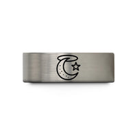 special presents for papa – blue & grey tungsten moon halo star wedding band