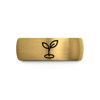 personalized dad presents – gold & grey tungsten sprout icon wedding band