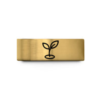 unique present for dad – gold tungsten sprout icon wedding band