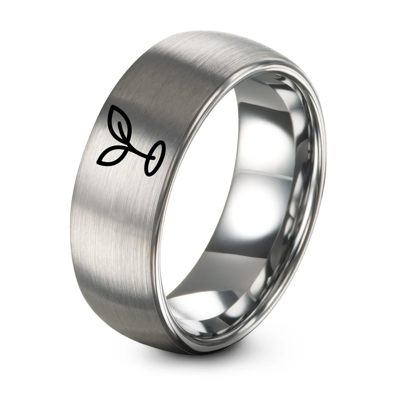 Sprout Icon – Tungsten Wedding Band, 8 mm, Grey Comfort-Fit Unisex