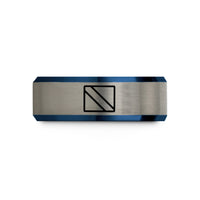 personalized presents for dad – black & blue & grey tungsten diver flag wedding band