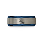 cool presents for men – blue & gray tungsten kayak paddle wave wedding band