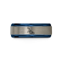 cool presents for men – blue & gray tungsten kayak paddle wave wedding band